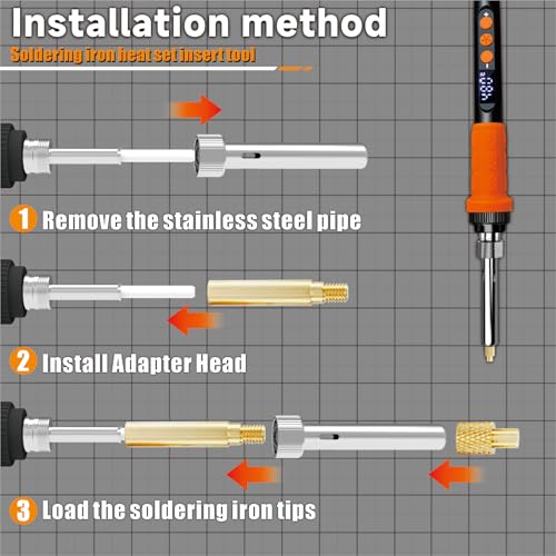 CS901 Heat Set Insert Tool Kit, 90W Digital Soldering Iron with 180-500℃ LCD Temp & Threaded Inserts M2 M2.5 M3 M4 M5 M6 M8 for Plastic 3D Printing, Compatible with Heat Set Tasks