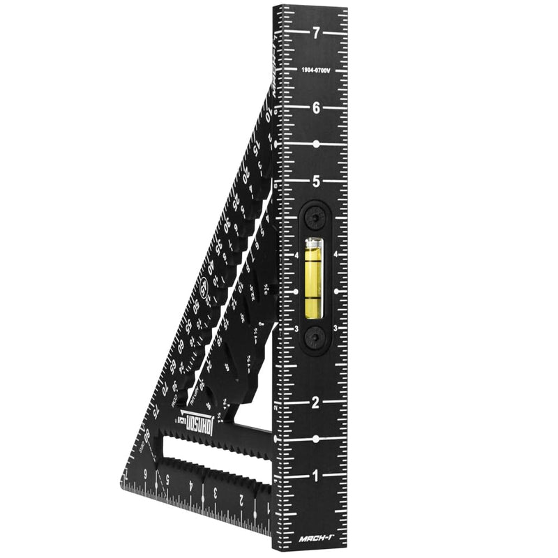 Johnson Level & Tool 1904-0700V 7-1/4" Johnny Square® MACH-1™ Smart Mark™ Rafter Square with Level Vial, Black 7-1/4-inch MACH-1 with Level Vial