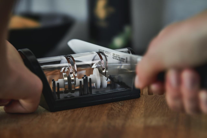 ZWILLING MIYABI Knife Sharpener, Ceramic & Diamond Discs, Matte Black