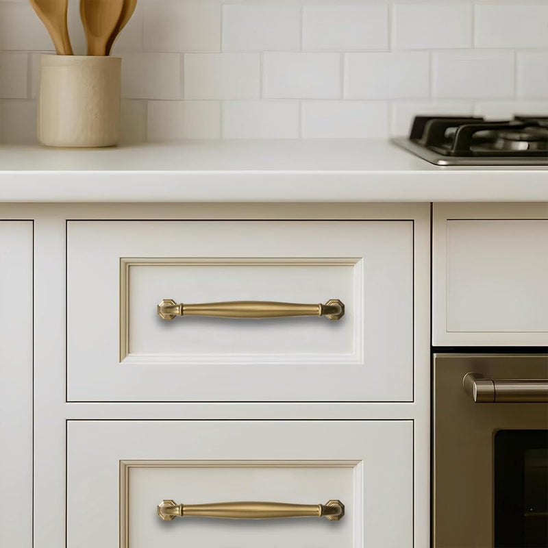 2 Pack 12 Inch Hole Center Brushed Brass Heavy Duty Solid Cabinet pulls Ideal for Dressers, Bathroom, cabinets, and Kitchens cabinets. 2 Pack