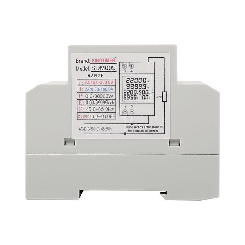 6IN1 Single Phase Energy Meter Din Rail Electricity Usage Monitor AC 40-300V 100A Voltmeter Ammeter Watt Kwh Frequency Power Meter Built-in CT 110V Internal CT