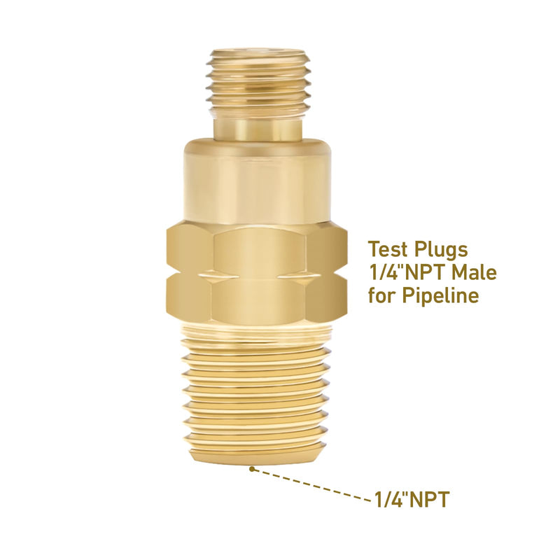 Brass Gauge Adaptor 1/4 NPT Female,2-1/2 OAL x 1-2/5" x 1/8" Probe with Stainless Steel Sheath,Pressure Gauge Fitting kit BRASS