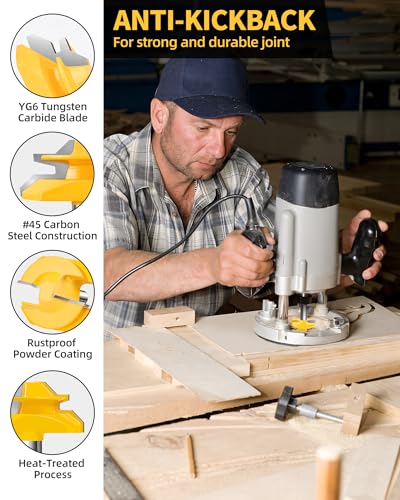 3-Piece 45 Degree Lock Miter Router Bits 1/2" Shank for Joining Corners 1/2 Shank