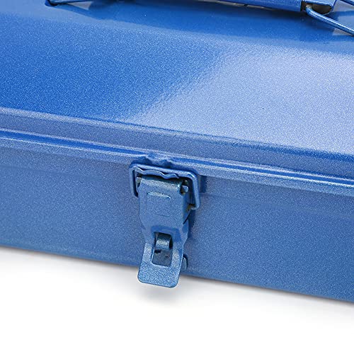 Multifunction Iron Portable Tool Box, Repair Tool Storage Container Holder Blue(37x16x11（350）)