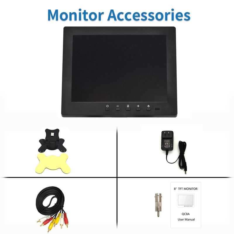 8 inch LCD Security Monitor & Displays,Built-in Dual Speakers Portable Monitor,800 * 600 Resolution,BNC/AV Input,Suitable for CCTV TV CCD DVD 8″Monitor