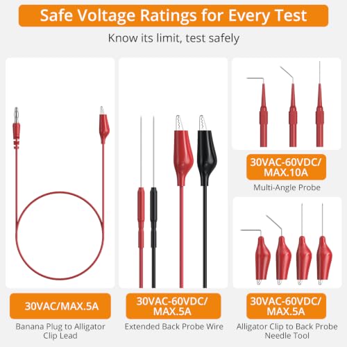Neoteck 44PCS Backprobe Test Lead Kit with Multi-Angle Back Probe Pins