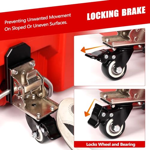 Flip-Up Swivel Caster Wheel for Packout Rolling Toolbox, Upgraded Front Wheel Kit with Locking Brake, Accessories Compatible with Milwaukee Packout, 200 lbs Capacity