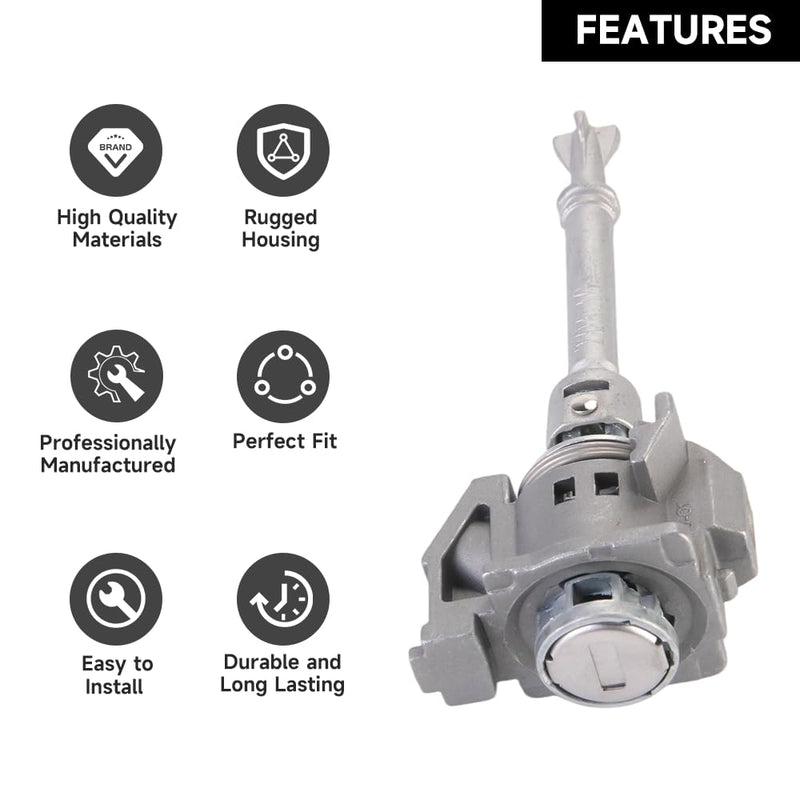 Front Door Lock Cylinder Set with Keys for Honda Civic 2012-2015 | 2 Keys, Silver Tone | Driver Side Door Lock Cylinder Replaces 72185-TR0-A01