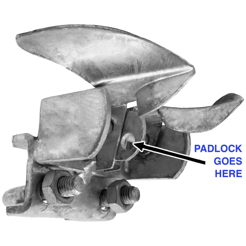 Jake Sales -Chain Link Fence Butterfly Gate Latch - Fence Automatic Gate Latch - 1-5/8" Gate Frame and 2-3/8" Gate Post - Galvanized Fence Gate Latch with Hole for Padlock 1-5/8" X 2-3/8"