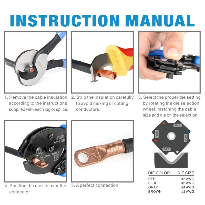 iCrimp Battery Cable Lug Crimper C/W Wire Cutter