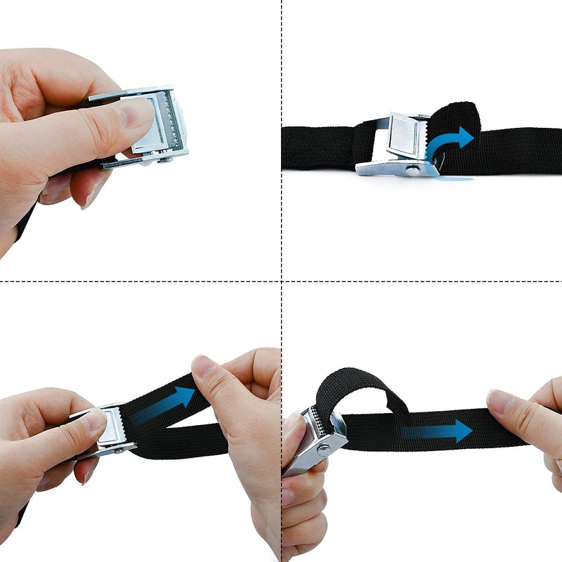 2PCS Lashing Straps with Buckles Adjustable, Up to 600lbs,Tie Down Straps for Motorcycle, Cargo, Trucks,Trailer,Luggage (1" x 3.3') 1" x 3.3'