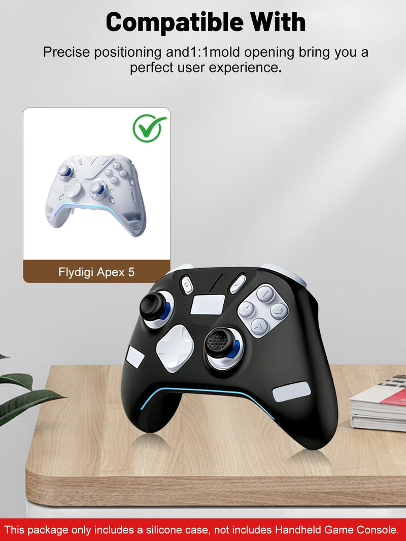 Silicone Protective Case for Flydigi Apex 5 Wireless Controller, Full-Body Protective Cover with Precise Cutout, Shockproof Dustproof Protector Sleeve & Scratch-Resistant Sleeve (Black) Black