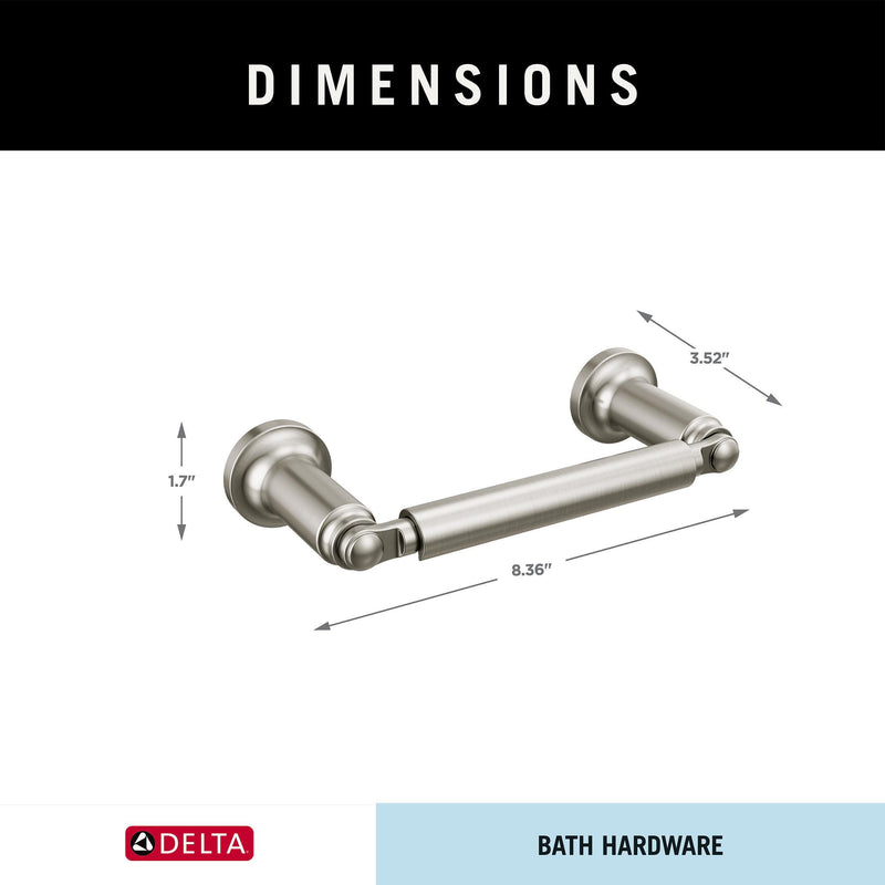 Delta Saylor (1-Pack) Toilet Paper Holder Stainless Steel Tissue Roll Holder for Bathroom Organization and Storage Pivoting Toilet Tissue Holder Wall Bathroom Accessories 73550-SS