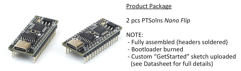 Nano Flip ATmega328P Microcontroller Development Board 2-Pack (Arduino Nano Compatible)