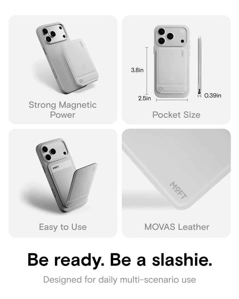 MOFT Trackable Tripod Wallet for Selfie,4-in-1 MagSafe Find My Phone Wallet | Hold 1-2 Cards | Adjustable Phone Stand | Multi-Angle | Capture Button | Stylish&Minimalist | MOVAS Leather |Commuting&Travel Jet Black