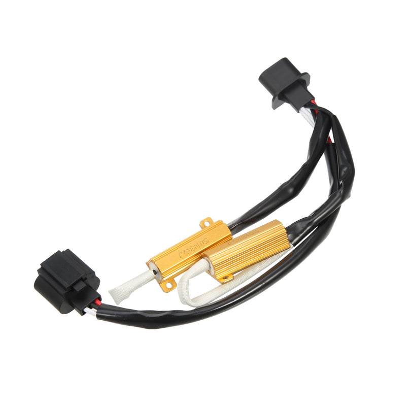 X AUTOHAUX 2Pcs H13 9008 LED Headlight Load Resistor Kit Dual 50W 8ohm Anti-flicker Relay Error Free Decoder Warning Canceller Fog Bulbs Harness Adapter