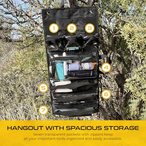 Heavy-Duty Roll Up Tool Bag Organizer w/Transparent Pockets for Quick View & Easy Access. 7 Reinforced Pockets w/Zippers, Multiple Carrying & Hanging Handles, Elastic Organizers & Adjustable Strap Black - Classic Roll Up