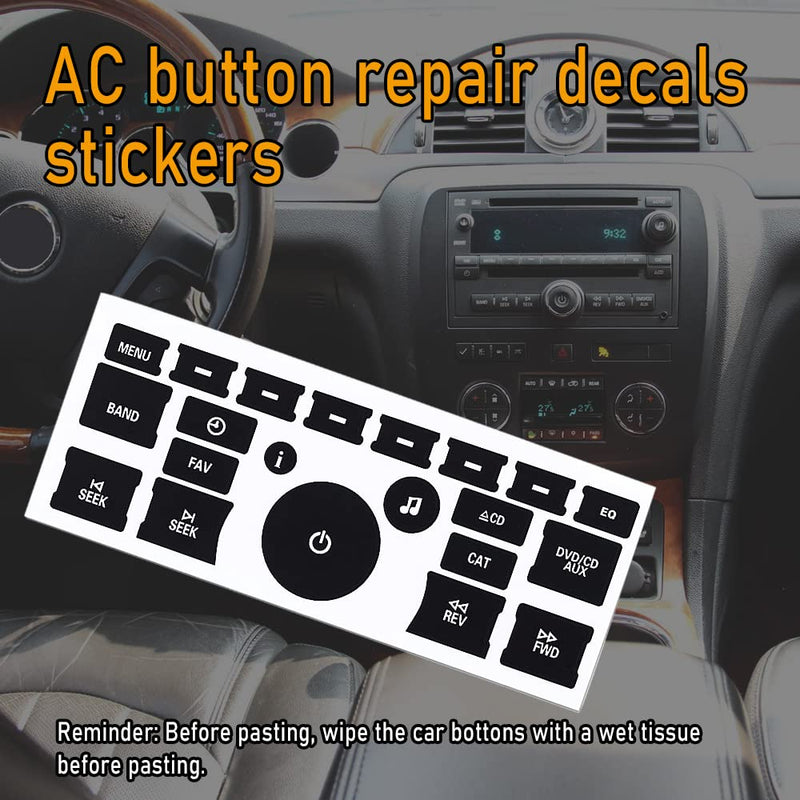 AC Dash Button Repair Kit, Replacement AC Dash Button Sticker Repair Kit, AC Dash Button Sticker Repair Kit Best for Fixing Ruined Faded A/C Control Buttons, Car SUV Truck Accessories (21 Key) 21 Key
