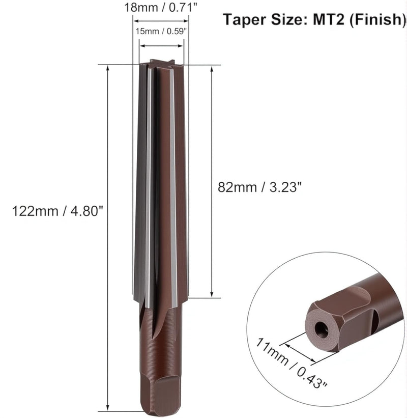 Driak MT3 Morse Taper Reamer Set - High Carbon Steel Coarse and Finish Hand Reamers for Metal, H8 Accuracy Straight Flute Tapered Reamer Tool
