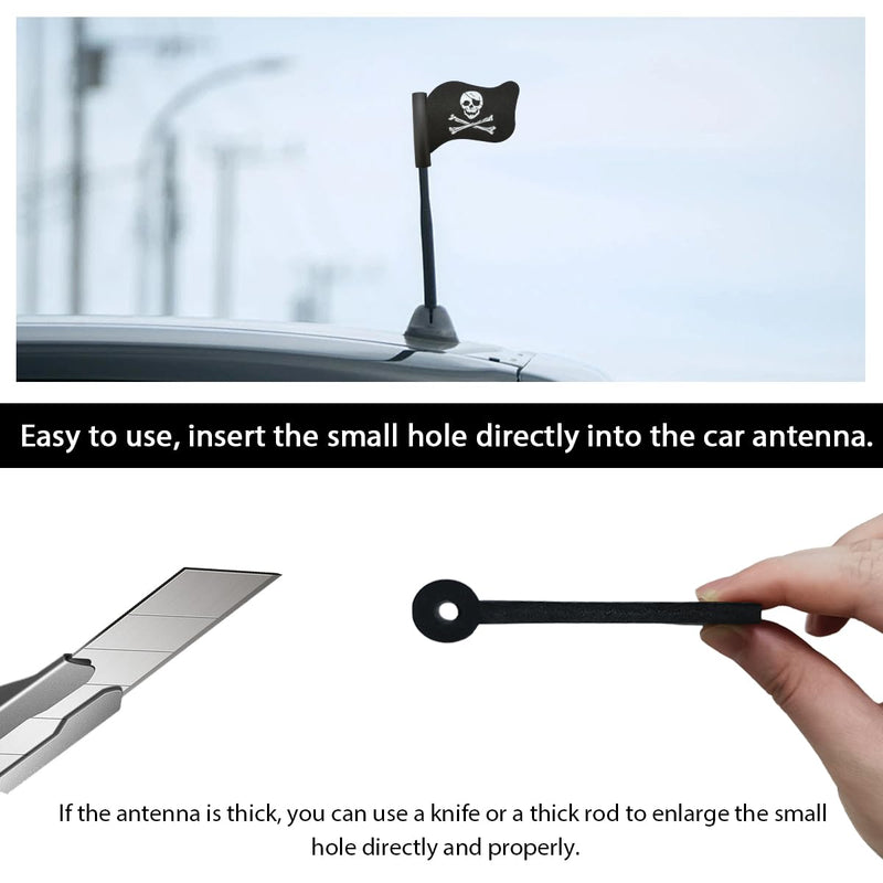 2 PCS Pirate Flag Car Antenna Topper, Skull Crossbones Creepy Automotive Antenna Decoration, Cool Pirate Flag Skeleton Auto Aearial Ball for Car Truck SUV Antennas