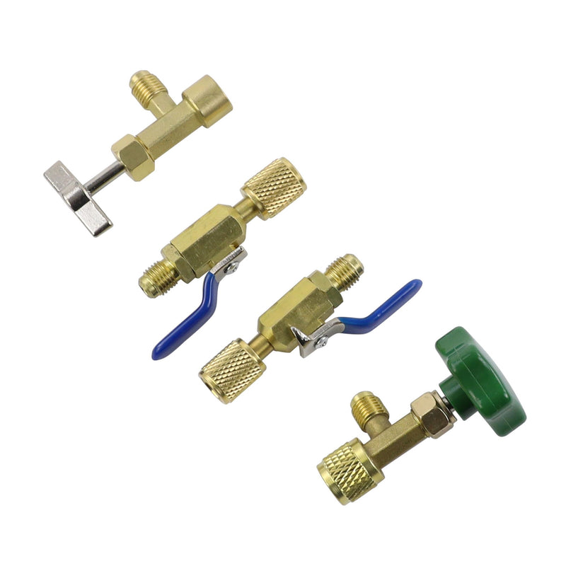 R290 and R600A Charging Hose and Gauge Set with Can Tap and Shut Off Valves 2*Can Taps+2*Shut Off Valves