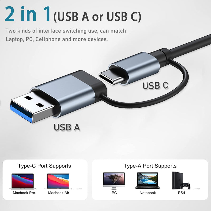 USB C Hub USB 3.0 Hub for Laptop PC, 4 Port USB to USB C Hub Adapter with 1 USB 3.0, 1 USB C, 2 USB 2.0 Ports, USB Port Hub for MacBook, Mac Pro, iMac, iPad Pro, Surface, XPS, Flash Drive, Mobile HDD