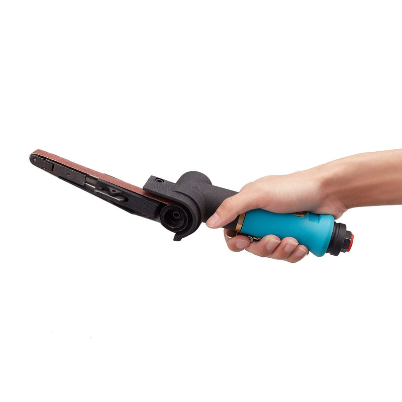 Pneumatic Tool Air Belt Sander,1/4" Air Inlet,Air Belt Sander (3/8" x 13") with 12pc Belts (#40，#60，80#，120#),3/8" Air Belt Grinder For Aluminium, Iron, Steel And Etc. Metal Polishing 3/8" x 13"
