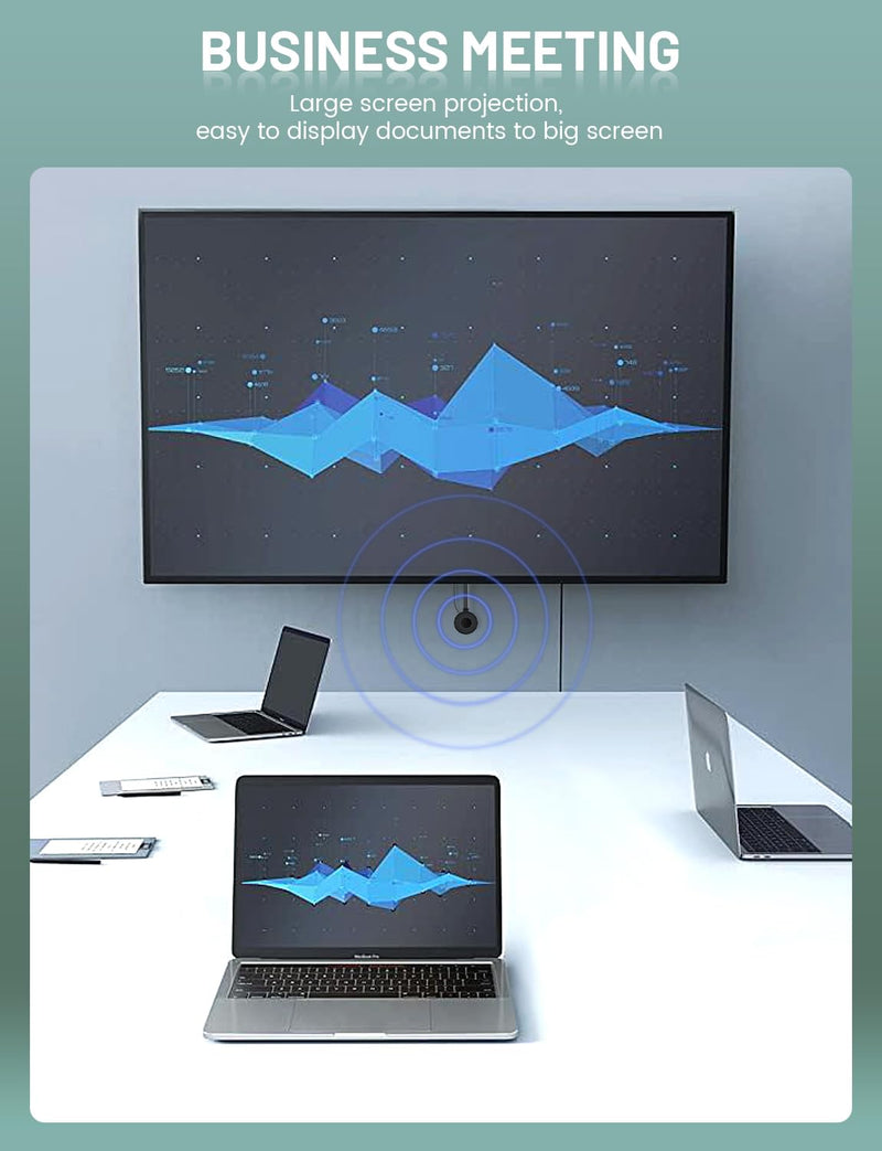 Wireless HDMI Display Dongle Adapter,No Need Any APP,No Setup, Streaming Video/Audio from Laptop,Tablet, PC, Smartphone to HDTV/Projector/Monitor, Support Android, iOS, Windows and MacOS