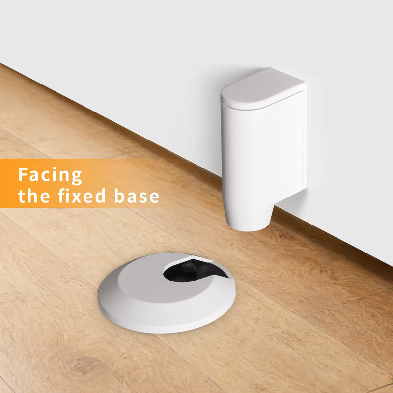 3 Pack Magnetic Door Stopper, Retractable Magnet Floor Door Stop with 0.4 in (10mm) Extension Base, Adhesive Door Magnetic Catch, Door Holder for Gaps Up to 1.4 in (35mm), White WT-3 3