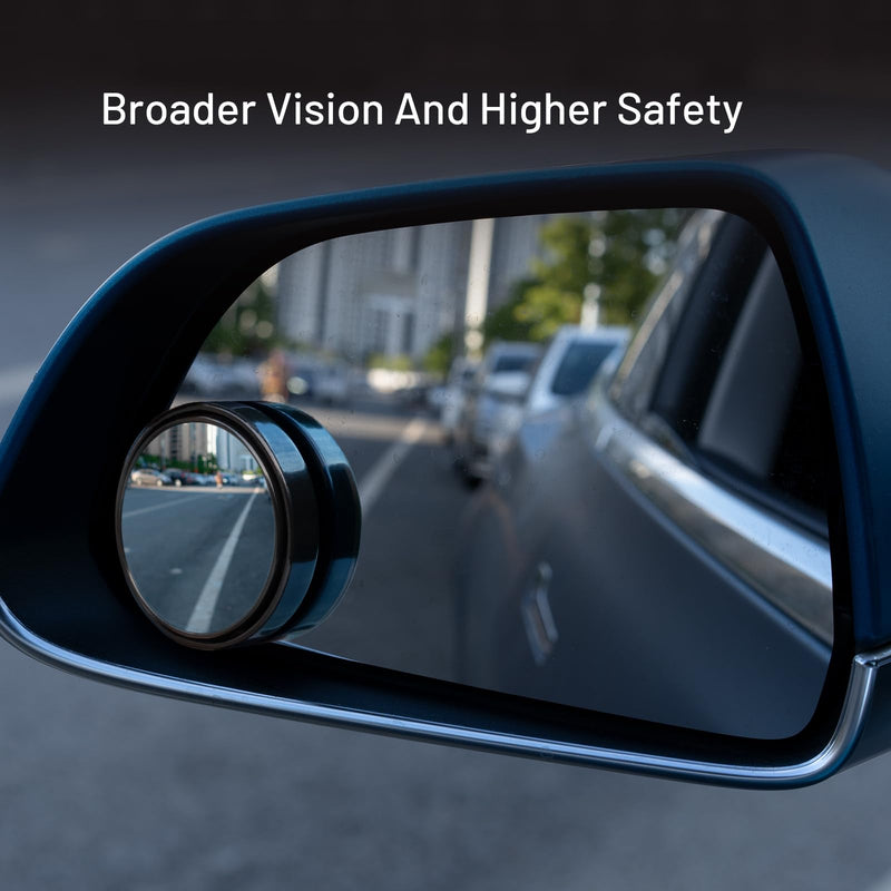 Blind Spot Mirror,2" Round HD Glass 360°Wide Angle adjustable blindspot mirror,2pcs Convex car side mirror for Cars SUV and Trucks black