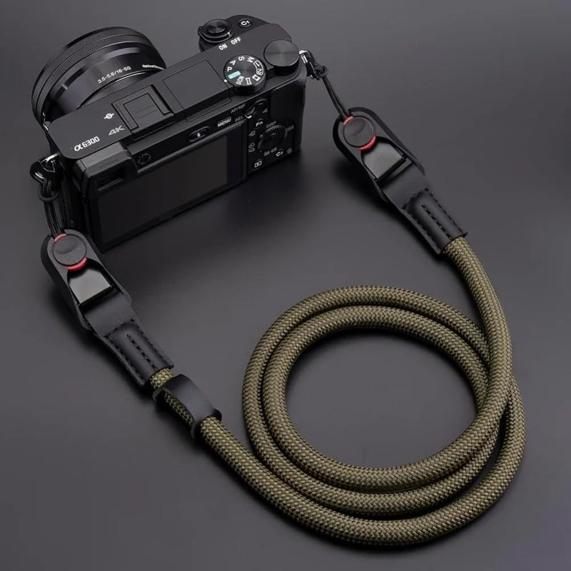 Quick-Release Adjustable Camera Strap Durable Polyamide Climbing Rope for DSLR Mirrorless Cameras For Nikon Canon Sony Fuji Green