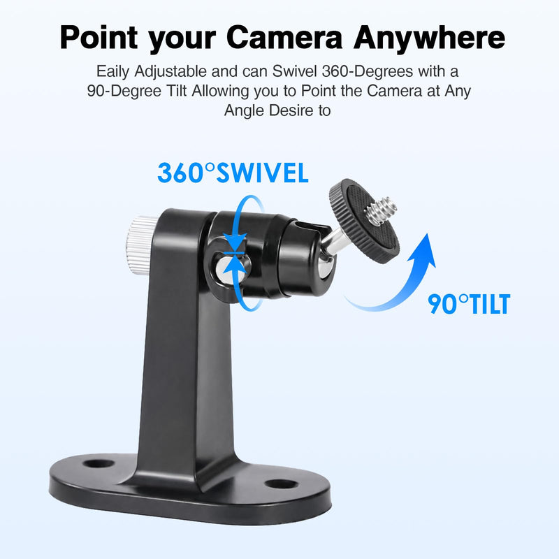 2Pack Camera Wall Mount Bracket for Ring Stick Up Cam Ring Outdoor Cam Plus Indoor Cam & Blink Outdoor Camera, 360° Adjustable Holder with Perfect View Angle for Home Security System (Black)