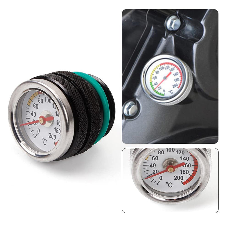 Oil Temperature Gauge M30x1.5 Thread Motorcycle Temperature Gauge 0-200℃ Oil Thermometer for Kawasaki W650 W400 W80 1987-1998, Black