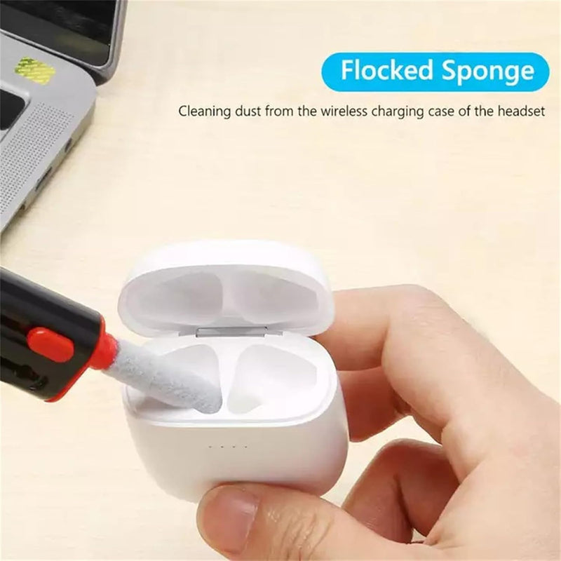 Cleaner Kit for AirPods Pro 3/2/1-4-in-1 Earbud Cleaning Pen with Metal Tip, Soft Brush & Flocking Sponge, Cleaning Tool for Wireless Earbuds, Charging Case, Phone, Keyboard & Electronics