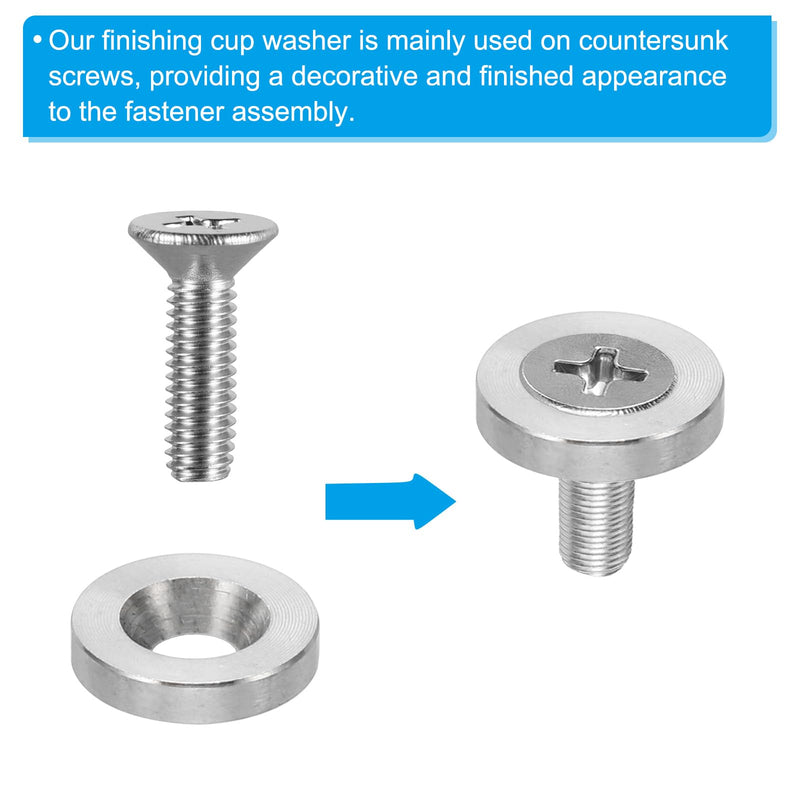 PATIKIL M8 Finish Countersunk Washer, 30pcs 25mm Dia. 5mm Tall Solid 304 Stainless Steel CNC Cup Washer Flat Screw Head Gasket for Constructions M8 x 25mm x 5mm 30