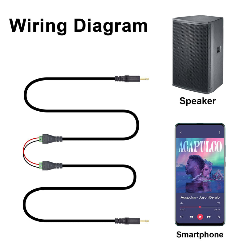 Poyiccot 3.5mm (1/8") TS Mono Male to 2 Pin Screw Terminal Female Headphone Balun Solderless Converter Adapter Cable 30cm (3.5mm M/ 2pin) 3.5mm to 2 pin screw terminal