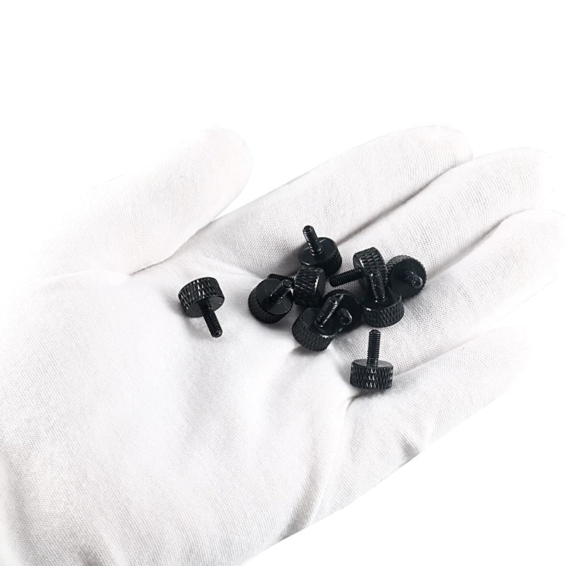 uxcell M3x8mm Knurled Thumb Screws Aluminum Alloy Fully Threaded Computer PC Case Thumbscrew Black 10pcs