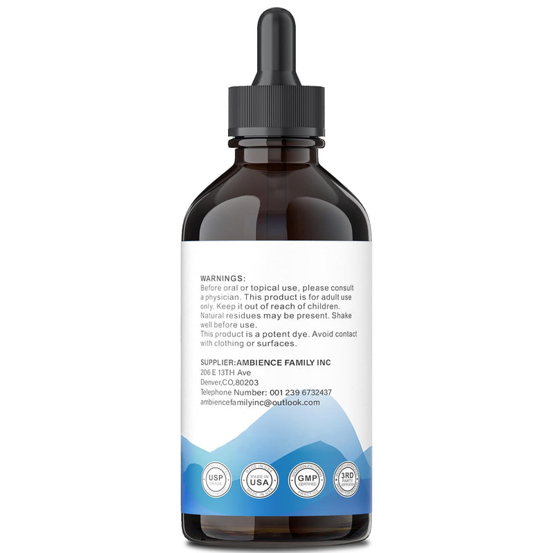 Methylene Blue Pharmaceutical Grade 4.06 fl oz (120 mL), 99% Purity Supplement for Humans, Formaldehyde-Free, Alcohol-Free, Glass Bottle