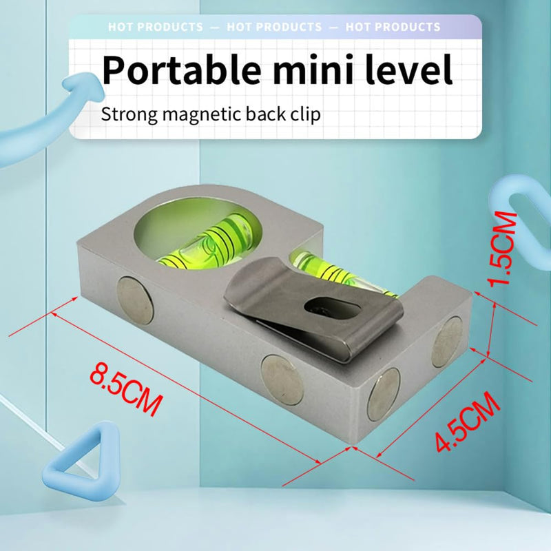 Solid aluminum alloy Mini level ruler portable mini level bubble meter with magnetic function TV stand installation (Silver Green) Silver Green