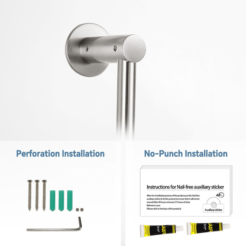 Shower Slide Bar Adjustable Handheld Shower Head Holder Wall Mount - 15inch All-Metal Shower Head Slide Bar Compatible with Bathroom Drill Free Glue Installation - Brushed Brushed-Nickel