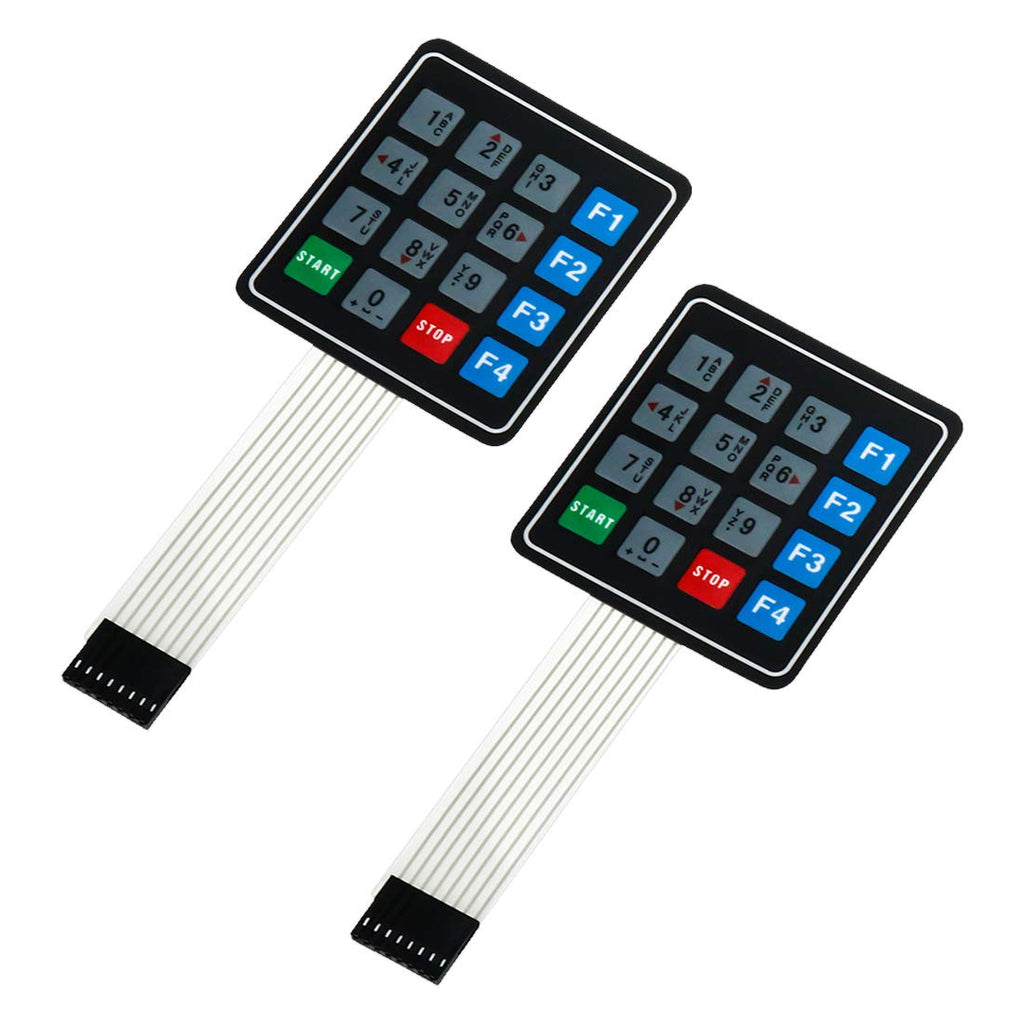 16-Key Matrix Membrane Switch, 4 x 4 Universal Array Keypad with 8 Pin 2.54mm Pitch Female Connector, Pack of 2 Pcs