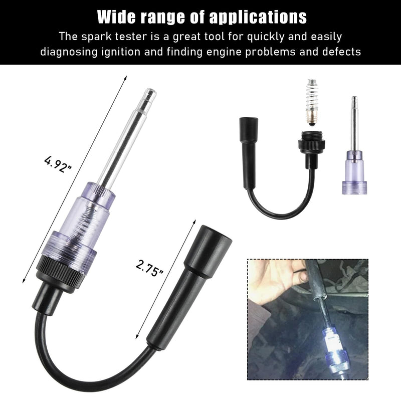Inline Spark Plug Tester, Plug-in Auto Straight Boot Engine Ignition Tester, Internal External Engine Armature Diagnostic Detector for Motorcycle Lawn Mower, Car Accessories 1 PCS