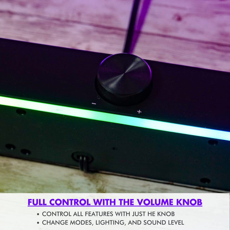 Tilted Nation Gaming Soundbar - Monitor Sound Bar for PC - RGB Computer Speakers for Desktop PC (Wireless or USB Wired) Crisp Audio and Adjustable LED Black