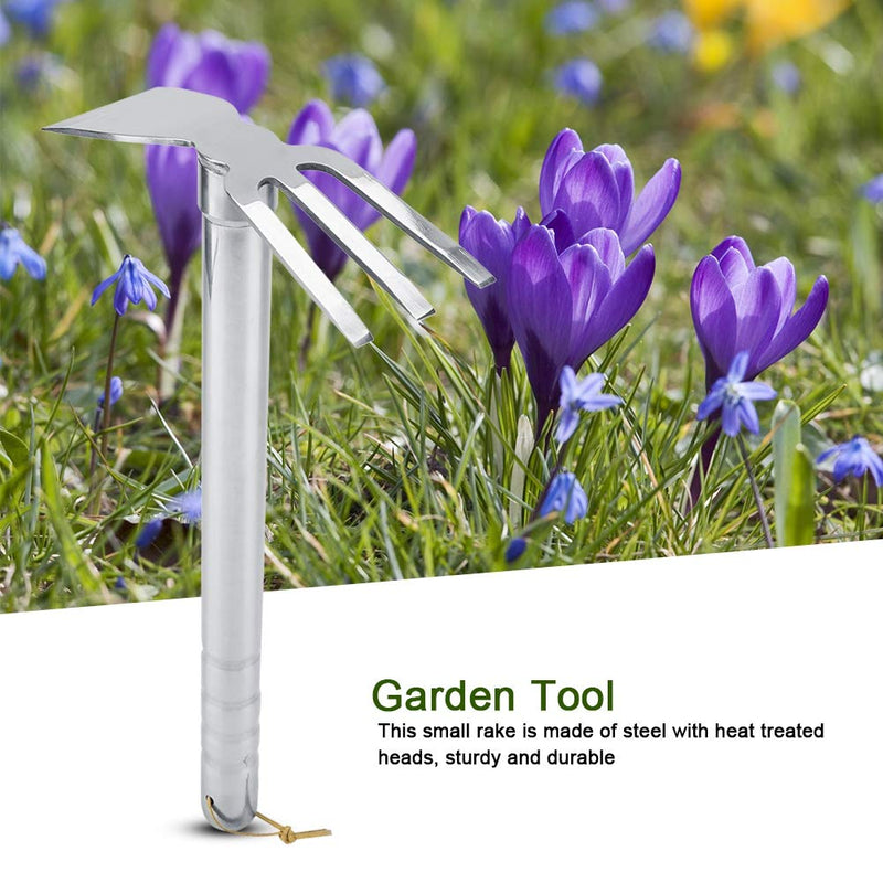 Stainless Steel Hoe and Cultivator, Hand Tiller for Gardening, Weeding, Tilling Soil Heavy Duty Bend Proof Mini Stainless Steel Fork and Blade Rust Proof Finish