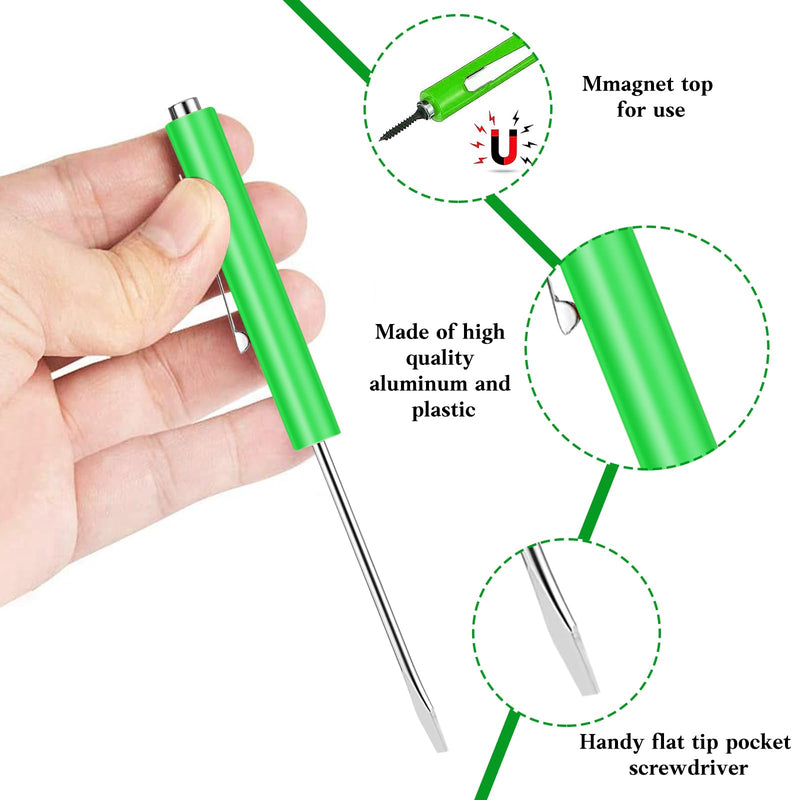 6 Pieces Pocket Screwdriver Mini Tops And magnetic pocket screwdriver with A Single Blade Head for Mechanical, Electrician (Green) 6 Green