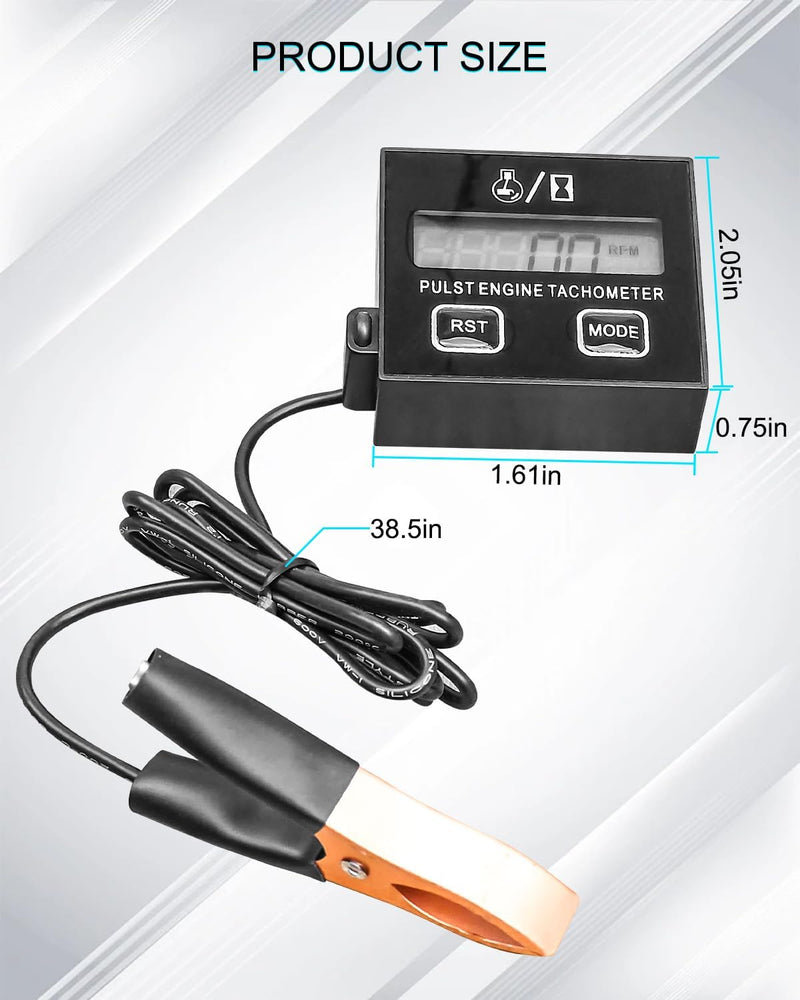 Small Engine Digital Inductive RPM Tachometer Tool Fit for Chainsaw Cropper Generator Lawn Mower RV ATV Dirt Bike Motocross Boat Tractor