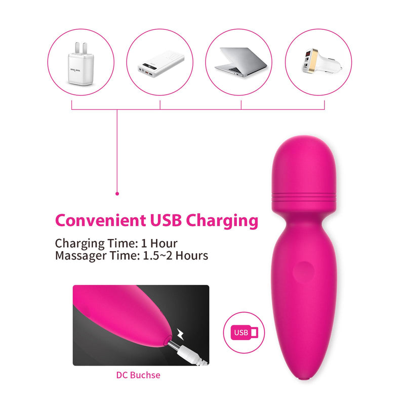Mini Massager,Small Cordless Handheld Massager with 10 Quiet Vibration Modes, Personal Rechargeable Massager for Neck Shoulder Back Body Rose Red Massager
