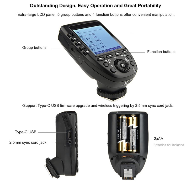 Godox Xpro-S TTL Flash Trigger for Sony Cameras Transmitter with 2.4G X Wireless System TCM Function Hss 1/8000s Large LCD Screen Slanted Design 16 Groups and 32 Channels XPRO for Sony