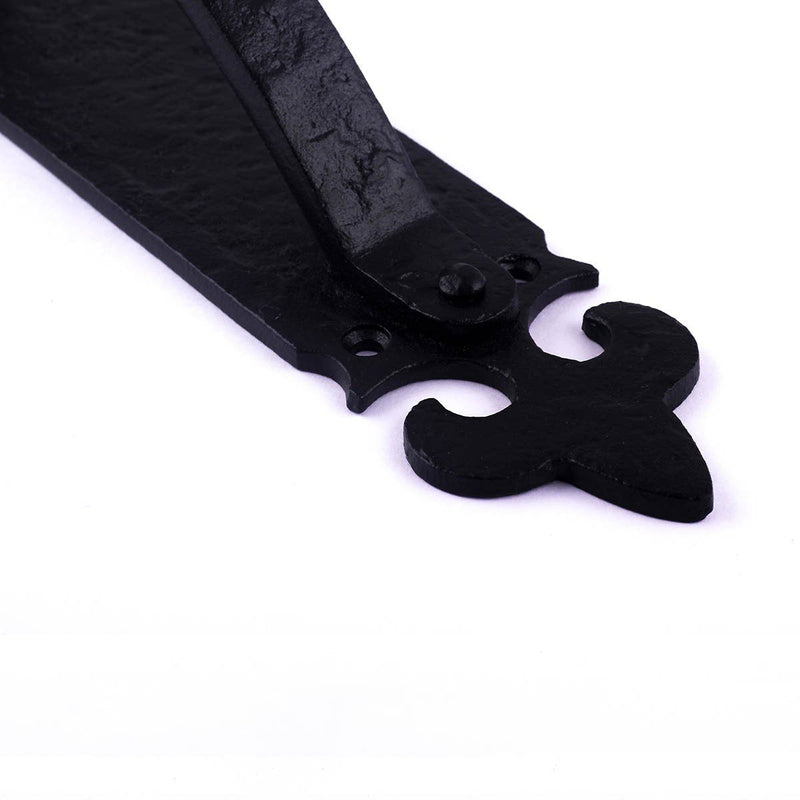 Renovators Supply Manufacturing Black Decorative Large Door Handle Wrought Iron Antique Cabinet Door Pull Handle Fleur-de-lis 10.5" Pack of 1