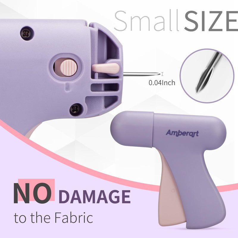 Stitch Gun for Clothes, Handheld Quick Tagging Gun for Clothing Fixer, Mini Clothing Sewing Kit, Includes Tool, Needle, and 1000 Black Fasteners & 1000 White Fasteners (Purple) Purple